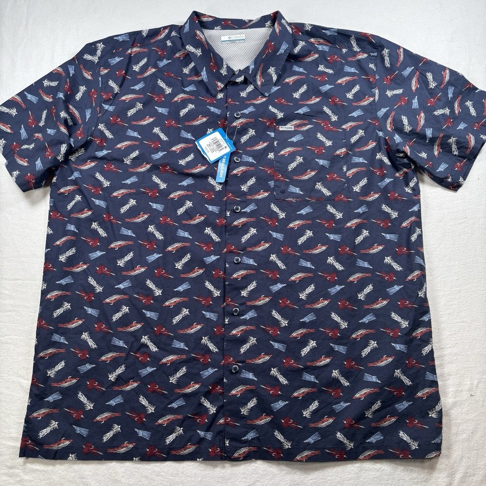 Columbia PFG Men's Short Sleeve Button-Up Fly Fishing Shirt XXL